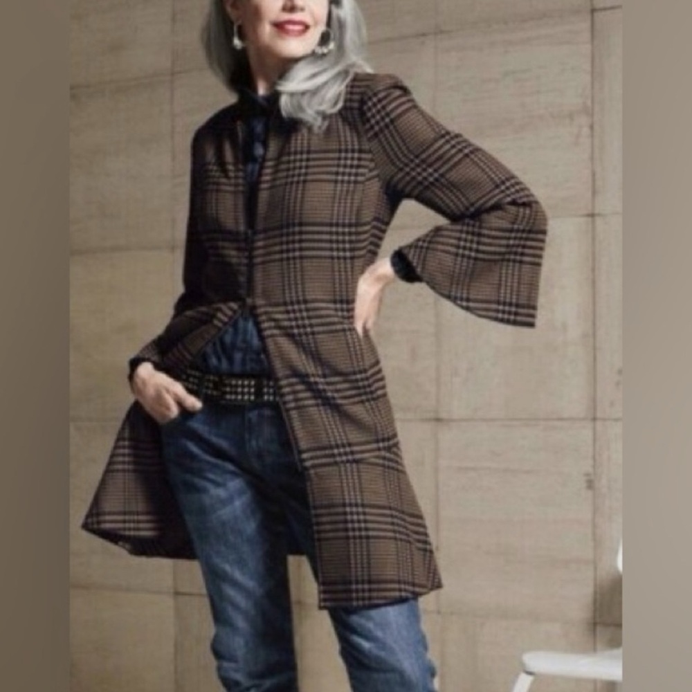 Cabi plaid flounce jacket excellent used condition #3902